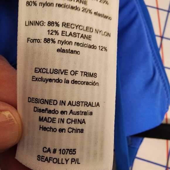 Seafolly Collective V Neck One Piece Blue Size 10 - Picture 10 of 12